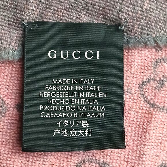 Gucci Pink & Grey Reversible GG Logo Print Shawl Wrap Vintage Pre-Owned - Picture 7 of 9